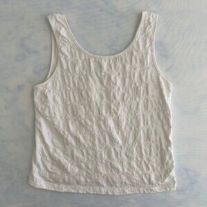 Rene Rofe Lingerie Embroidered White Cropped Tank Top